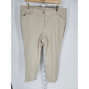 Anne Klein Women's Tan Mid Rise Button Closer Slim Leg pockets Pants Size 16